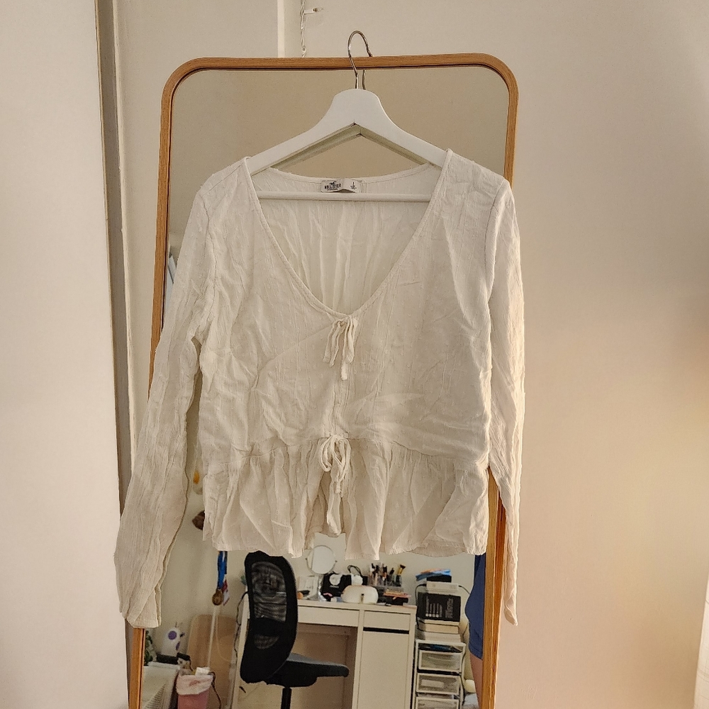 Hollister White Long Sleeve Blouse